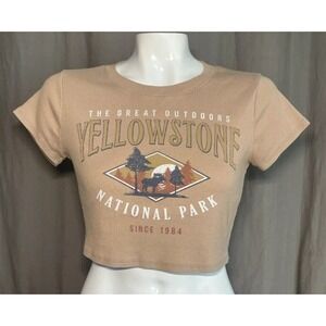 NIKXIE LOS ANGELES Yellowstone National Park Crop Top Brown Y2K Size Small